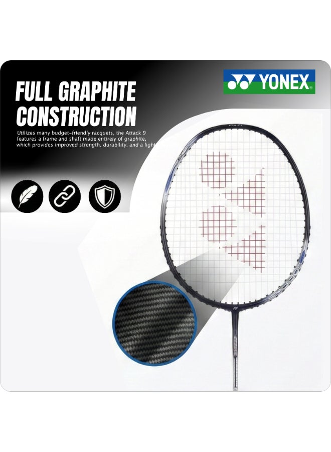 يونيكس مضرب تنس الريشة يونيكس أستروكس أتاك 9 جرافيت مع غطاء كامل - مضرب خفيف الوزن عالي الأداء بتوازن ثقيل من جهة الرأس، وإطار قوي للضربات الساحقة للاعبين المتوسطين والمتقدمين - Image 3